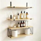 Relaxdays Wandrek - 3-delig - Houtlook-zwart