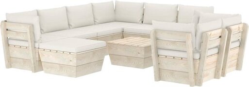 vidaXL 10-delige Loungeset met kussens pallet vurenhout