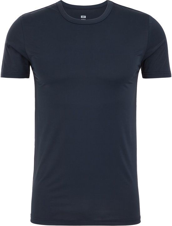 WE Fashion Heren regular fit microfiber t-shirt Navy blue