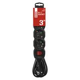 EMOS - 4-voudige stekkerdoos 3 m - Met schakelaar - 4 Schuko stopcontacten 45° gedraaid - 250V 16A 3680W - PVC isolatie - H05VV-F3G 1,5 mm2 - Verhoogde aanraakbeveiliging - IP20 voor gebruik binnenshuis