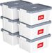 Famanu 35L Opbergdozen met Deksel - Set van 6 - Grijs/Wit