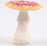 Merkloos / Sans marque Imhof & Stevens B.V. Deco huis/tuin beeldje paddenstoel - vliegenzwam - rood/wit - 11 x 12 cm - Herfst decoratie