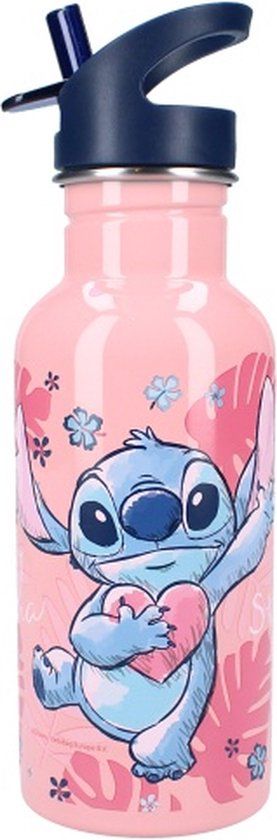 Vadobag Lilo & Stitch Bon Appetit! Drinkfles 500ml - Roze