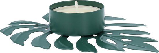 QUVIO Waxinelichthouder - Blad - 12,5 x 10 x 2 cm - Groen