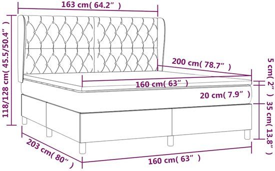 vidaXL Boxspring met matras stof zwart 160x200 cm
