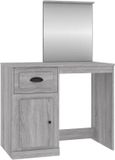 Wan GmbH Coiffeuse avec miroir - Table de maquillage commode - Rangement cosmétiques - Design asymétrique - 90x50x1325 cm - Gris