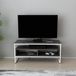 Meuble TV Merrion 111 cm cadre métallique (blanc et wengé)