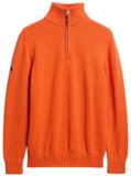 Superdry - Heren Katoenen Trui Met Halve Rits - Gestreept - Oranje - Maat M