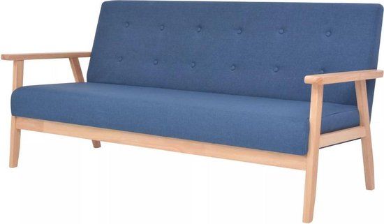 vidaXL Driezitsbank stof blauw
