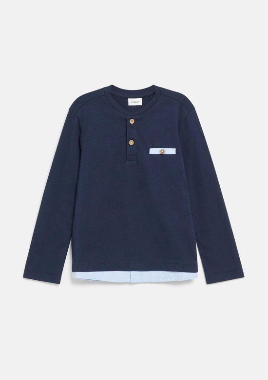 s.Oliver T-shirt navy katoen ronde hals korte mouw extra kort 104/110