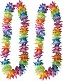 Hawaii krans/slinger - 4x - arc-en-ciel/couleurs d'été - incl. éclairage LED