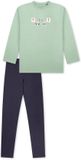 SCHIESSER Pyjama lang Meisjes Pastelgroen Logo Katoen Maat 140