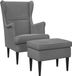 vidaXL Fauteuil met Voetenbank, 2 stuks, Donkergrijs, Fluweel