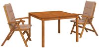 vidaXL 3-delige tuineetset Naturel Massief Acacia Hout