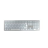 CHERRY KW 9100 Slim for MAC, draadloos Mac-toetsenbord, UK-lay-out (QWERTY), Bluetooth-verbinding of 24 GHz, platte toetsen, oplaadbaar, zilverwit