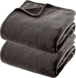 Atmosphera Fleece Dekens/Fleeceplaids - 2x - Donkergrijs - 180x230 cm - Polyester