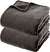 Atmosphera Fleece Dekens/Fleeceplaids - 2x - Donkergrijs - 180x230 cm - Polyester