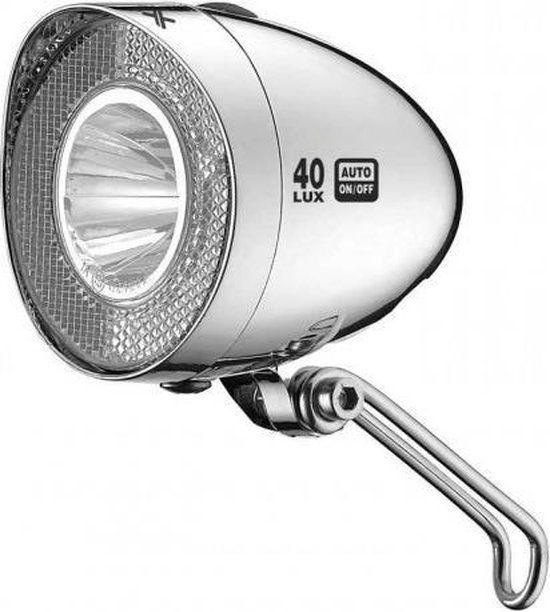 XLC Retro CL-D04 Koplamp Fiets - LED - Sensor - Dynamo - 40 Lux - Zilver