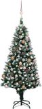 vidaXL Kunstkerstboom met LED, kerstballen en dennenappels - 150 cm