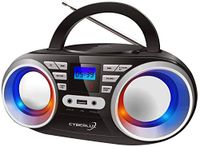 Tragbarer CD-Player | LED-Entdeckungsbeleuchtung | Boombox | CD/CD-R | USB | UKW-Radio | AUX-Eingang | Kopfhöreranschluss | 20 Speicherplätze | Kinderradio | CD-Radio | Kompaktsystem (Schwarz/Sonnig)