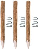BOGATECO 3 x hazelnoot schuttingpalen | Hoogte 120 cm | Geslepen houten pen | Ronde hekpalen