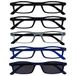 Leesbril Zwart Mat Grijs Marineblauw Lezers Waarde 4 Stuks Mannen Vrouwen Scharnieren Met Veer RRRR17-1173 +3,50