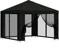 vidaXL Tuin Gazebo met Zijwanden 3 x 3 m Zwart Polyester en Staal