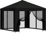 vidaXL Tuin Gazebo met Zijwanden 3 x 3 m Zwart Polyester en Staal