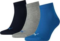 Puma Unisex Quarter Plain (3-pack) - blauw - kobalt - grijs melange - 3 paar