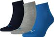 Puma Unisex Quarter Plain (3-pack) - blauw - kobalt - grijs melange - 3 paar