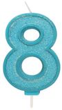 Culpitt Sparkle Blue Numeral Candle 8