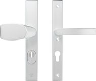 AXA Veiligheidsbeslag (Edge Plus) Smal Aluminium glad: bedienbare Knop-Kruk (model Wing-Blok) PC72 met kerntrekbeveiliging SKG***