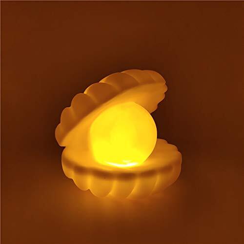 MODOAO Shell Pearl nachtlampje nachtkastje slaapkamer licht shell nachtlampje voor decoratie (geel)