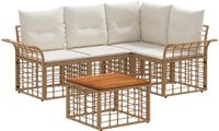vidaXL - Hoek loungeset - 4 zitplekken - Polyester - Natuurlijk en crème wit