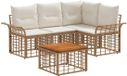 vidaXL - Hoek loungeset - 4 zitplekken - Polyester - Natuurlijk en crème wit