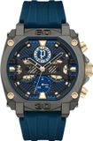 Police Norwood Horloge Mannen Polshorloge Blauw Siliconen Staal