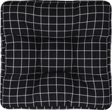 vidaXL - Palletkussen - ruitpatroon - 60x60x12 cm - stof - zwart