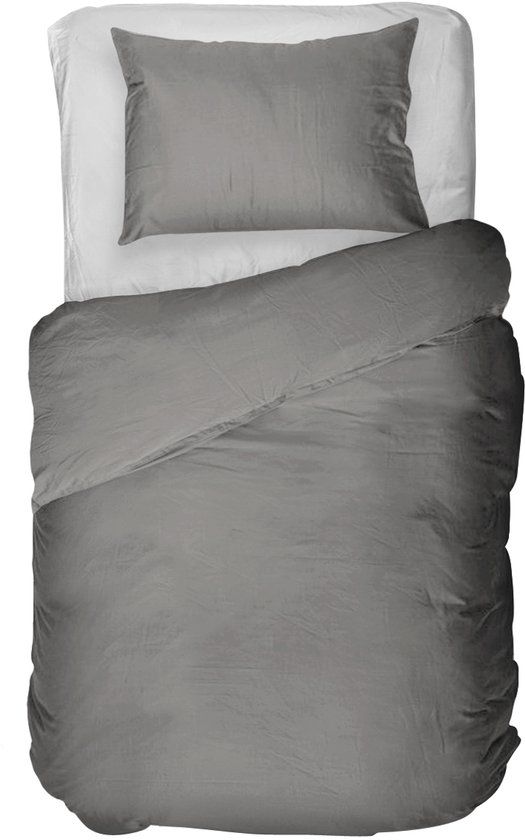 Kayori Edo Dekbedovertrek Katoensatijn - 140x200-220 + 1 sloop - Eenpersoons - Antracite