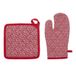 Atmosphera Ovenwant set met pannenlap - rood - katoen - 20 x 32 cm - chef - keukenbenodigdheden