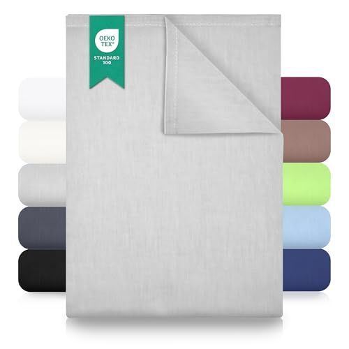 GREEN MARK Textilien vlaklaken 100% katoen – Klassiek laken zonder elastiek, zacht voor de huid, makkelijk te onderhouden, wasbaar op hoge temperatuur - Zilvergrijs - 240x275 cm