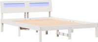 vidaXL Bedframe met hoofdeinde Wit 135 x 190 cm Massief grenenhout