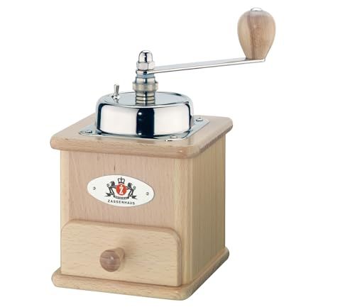 Zassenhaus Koffiemolen handmatig Brasilia | beuken natuur | 12 x 12,5 x 20 cm | voor het malen van koffiebonen | traploos verstelbare maalgraad | met originele Zassenhaus molen