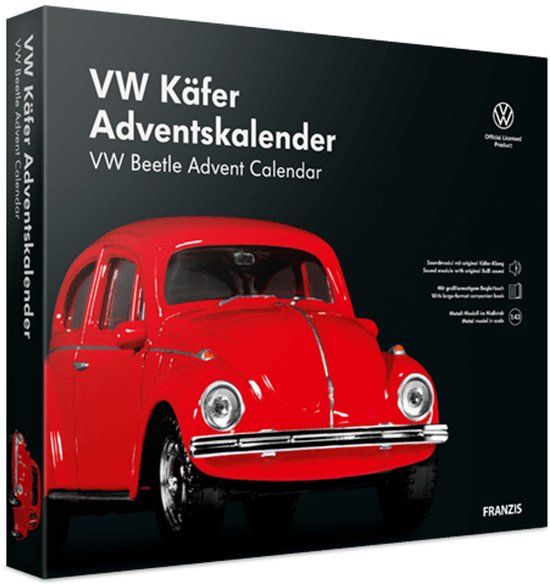 Franzis Adventskalender - 55255 Volkswagen VW Kever - Beetle - Rood - Metalen Modelbouwpakket - 1:43