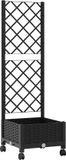 vidaXL Tuinplantbak met schutting en wielen Zwart 40 x 40 x 131,5 cm