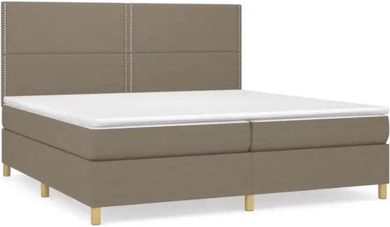 vidaXL Boxspring met matras stof taupe 200x200 cm
