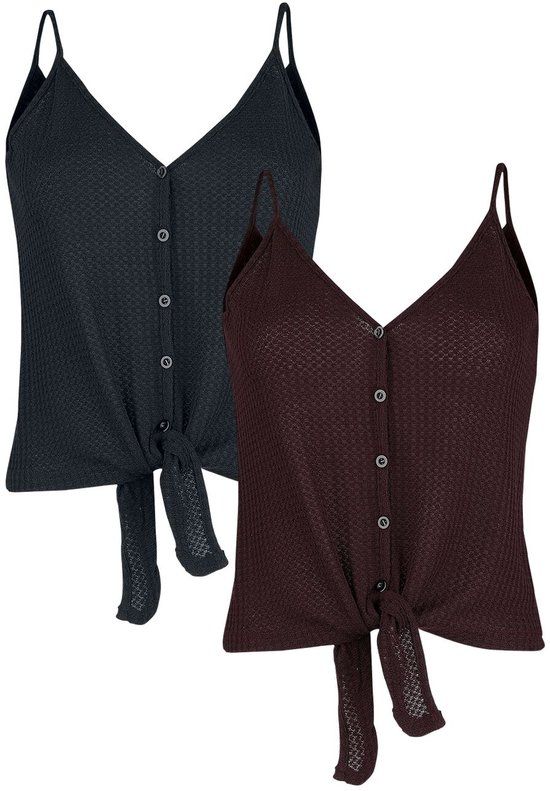 Forplay Doppelpack Top's Dames Top - Zwart/Bordeaux - S