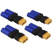 Set van 4 Adapters XT60 Vrouwelijk naar EC5 Mannelijk Verbindt LiPo Batterijen met RC Apparaten Ideaal voor Vliegtuigen, Auto's, Helikopters, Geel, Plastic