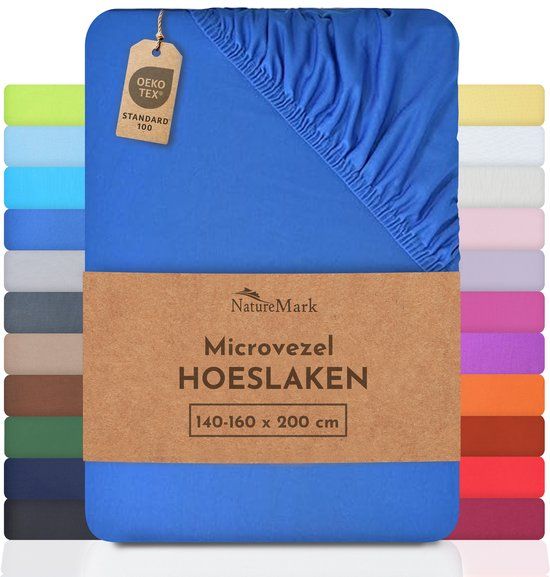 NatureMark Microvezel Hoeslaken 140x200cm Koningsblauw