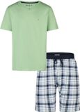 Phil & Co. Berlin Phil & Co Heren Shortama Korte Pyjama Set Groen/Blauw Geruit - Maat XXL