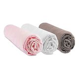 Lot Easy Dort 3 hoeslakens, 40 x 80 cm, rekbaar, 40 x 90 cm, babydraagtas, 40 x 80 cm, bamboe, hypoallergeen, roze, wit, taupe, ademend, Öko-Tex gecertificeerd, gemaakt in Europa